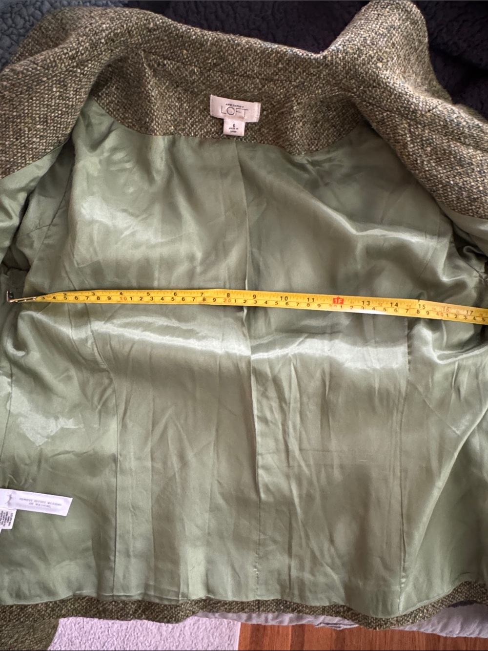 LOFT Moss Green Women's Tweed Blazer - Picture 4 of 4